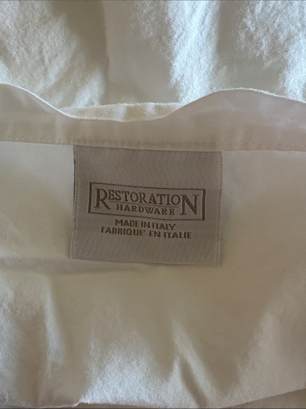 Restoration Hardware White Pillowcase set standard size with Sage Green Trim - Picture 3 of 6